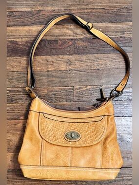 BOC Born Concept Brown Purse New Crossbody Camel Woven Flap Logo Leather
